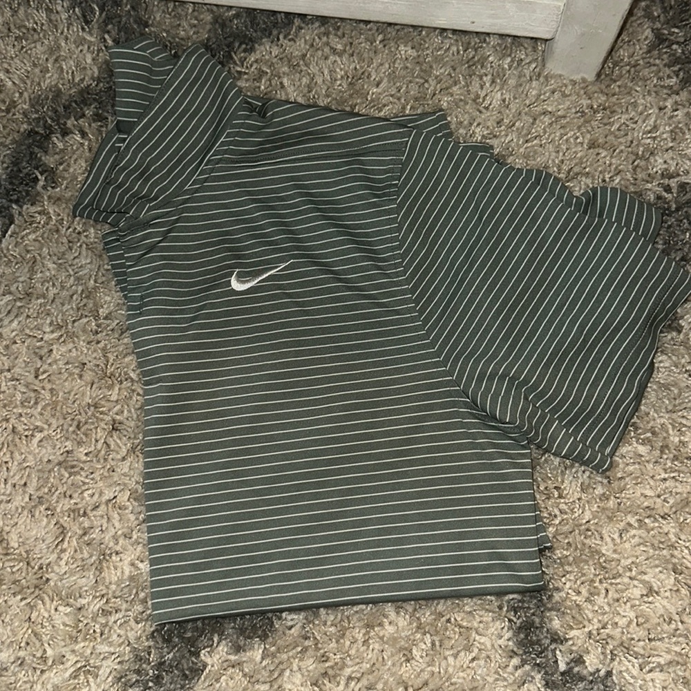 SOLD Nike Dri-fit Polo Shirt- Green Striped